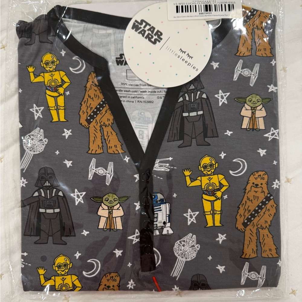 Little Sleepies Women’s Pajama Top Star Wars May the Force NWT size small